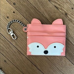 Fox Design Kids Card Holder - Pink and White